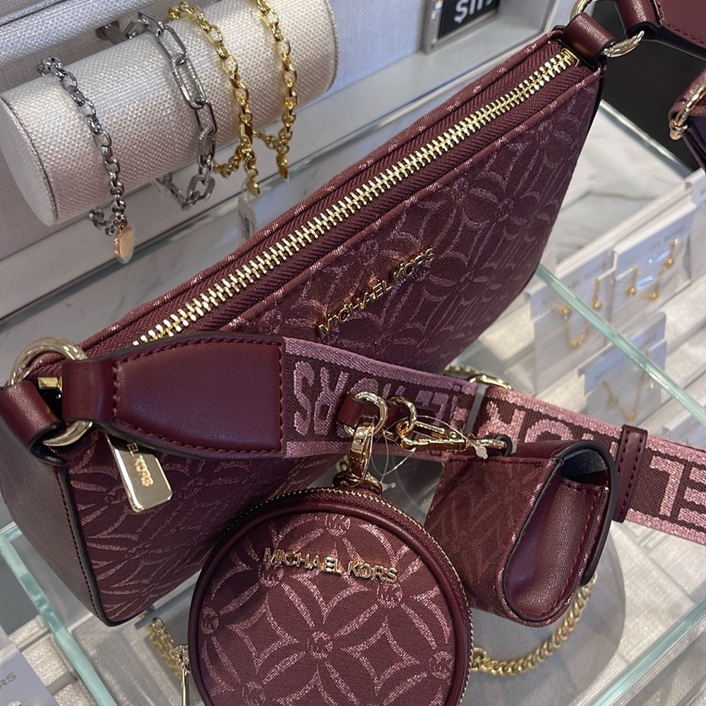 MICHAEL KORS Jet Set Travel Small Logo Jacquard Crossbody With Tech Attach - Oxb - Picture 16 of 16